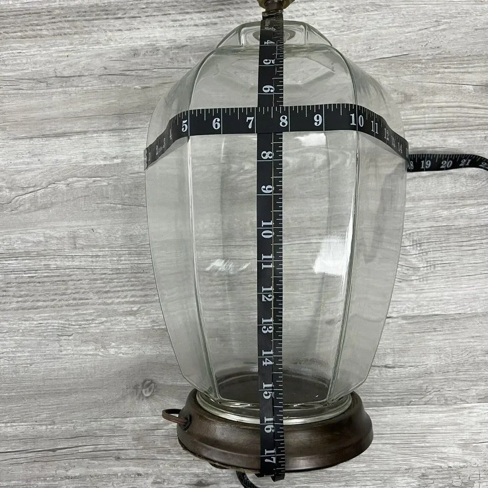 Vintage Modern Table Lamp with Table Top Dimmer Clear Glass Metal Base Jar-